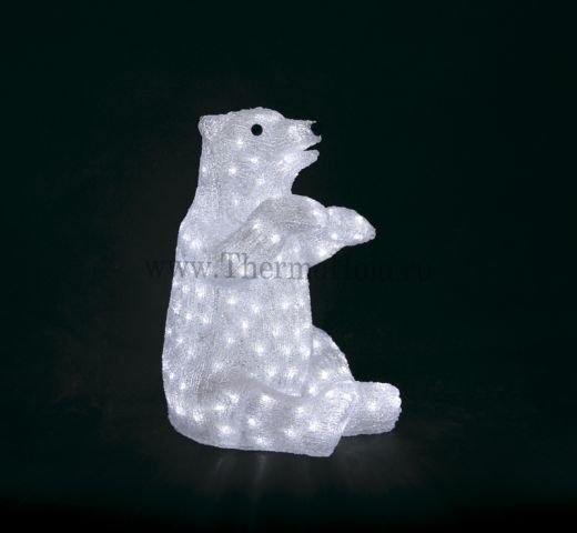 Акриловая светодиодная фигура "Белый медведь" 36х41х53 см, 200 светодиодов, IP44, понижающий трансфо
