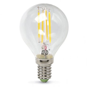 Лампа светодиодная LED-ШАР-PREMIUM 5Вт 230В Е14 4000К 450Лм прозрачная ASD