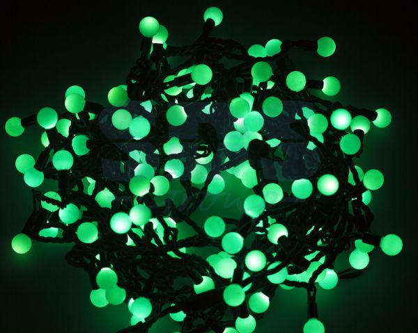 Гирлянда новогодняя "LED - шарики", диаметр 17,5мм  20 м, цвет свечения Зеленый, 24В, Neon-Night
