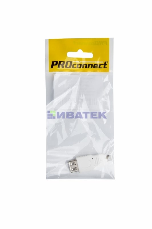 Переходник USB PROconnect, гнездо USB-A - штекер micro USB, 1 шт., пакет БОПП