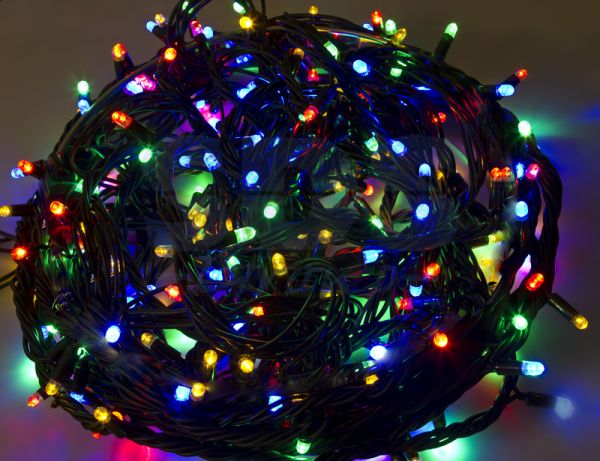 Гирлянда новогодняя "Твинкл Лайт" 20 м, 240 диодов, цвет мультиколор, черный провод "каучук", Neon-N