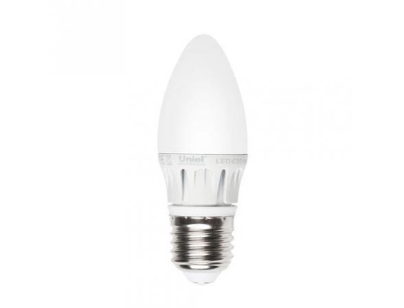 LED-C37-6W/WW/E27/FR ALM01WH Лампа светодиодная. Форма "свеча", матовая колба. Материал корпуса алюминий. Цвет свечения теплый белый. Серия Merli. Упа