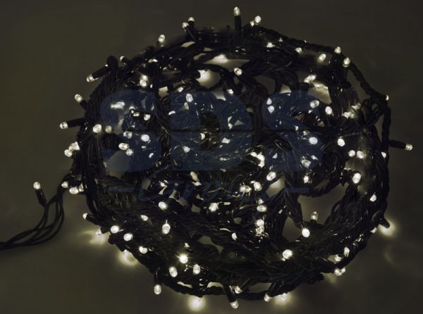Гирлянда новогодняя "Твинкл Лайт" 20 м, 240 диодов, цвет Белый, черный провод "каучук", Neon-Night