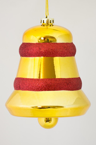 Елочная игрушка Объемный колокольчик глянцевый 250 мм Золотой