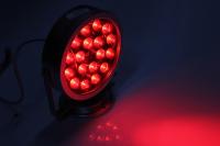 HPRO-004A-R ,красный,  18 светодиодов, 18W, 12V, алюминиевый корпус, 15-30 м освещение, 170*215 мм, угол освещения 20-30гр., IP 65