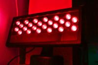 HPRO-005B-R ,красный,  24 светодиода, 24W, 12V, алюминиевый корпус, 15-30 м освещение, 320*145*215 мм, угол освещения 20-30гр., IP 65, DMX