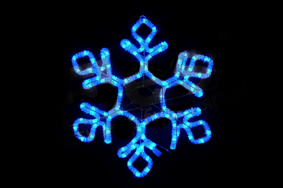 Мотив Снежинка из светодиодного дюралай Синяя с мерцанием,  79х69см, LED-XM(FR)-2D-CK022-30'-B-F(W) (FS-00-00000821)