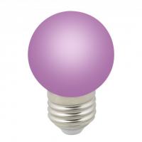 LED-G45-1W/PURPLE/E27/FR/С Лампа декоративная светодиодная. Форма "шар", матовая. Цвет фиолетовый. Картон. ТМ Volpe.