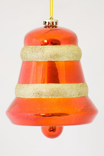 Елочная игрушка Объемный колокольчик глянцевый 150 мм Красный