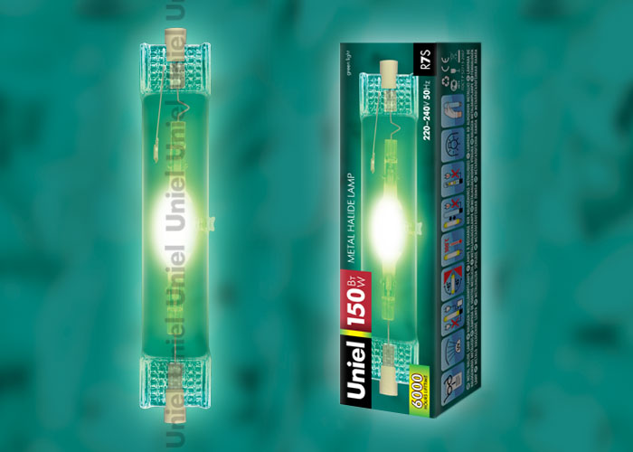 MH-DE-150/GREEN/R7s Лампа металогалогенная линейная. Картонная упаковка
