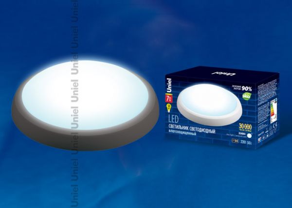 Светильник светодиодный влагозащищенный. ULW-O02-7W/DW IP54 BLACK