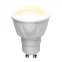 LED-JCDR 6W/WW/GU10/FR PLP01WH Лампа светодиодная. Форма «JCDR», матовая. Серия ЯРКАЯ. Теплый белый свет (3000K). Картон. ТМ Uniel