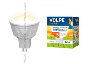 LED-JCDR-5W/WW/GU5.3/S Лампа светодиодная Volpe. Форма "JCDR", матовый рассеиватель. Материал корпуса термопластик. Цвет свечения теплый белый. Серия