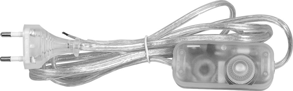 Изображение Сетевой шнур с выключателем, DM103-200W 230V 1,5+0,5м (с диммером) прозрачный  интернет магазин Иватек ivatec.ru