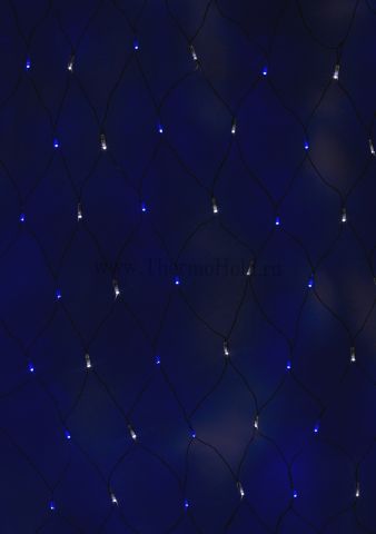 Гирлянда новогодняя - сеть светодиодная 2,5 х 2,5м, свечение с динамикой, черный провод, Белые/Синие