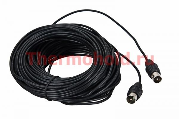 ВЧ кабель ТВ штекер - ТВ штекер, длина 25 метров, черный REXANT  уп 10шт