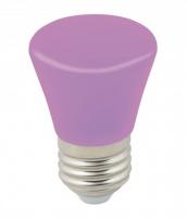 LED-D45-1W/PURPLE/E27/FR/С BELL Лампа декоративная светодиодная. Форма "Колокольчик", матовая. Цвет фиолетовый. Картон. ТМ Volpe.