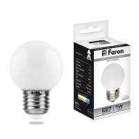 Лампа светодиодная Feron LB-37 Шарик E27 1W 6400K