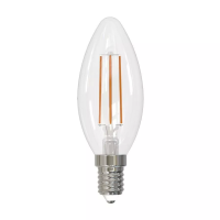 LED-C35-7W/3000K/E14/CL/SLF Лампа светодиодная. Форма "свеча", прозрачная. Теплый белый свет (3000K). ТМ Volpe