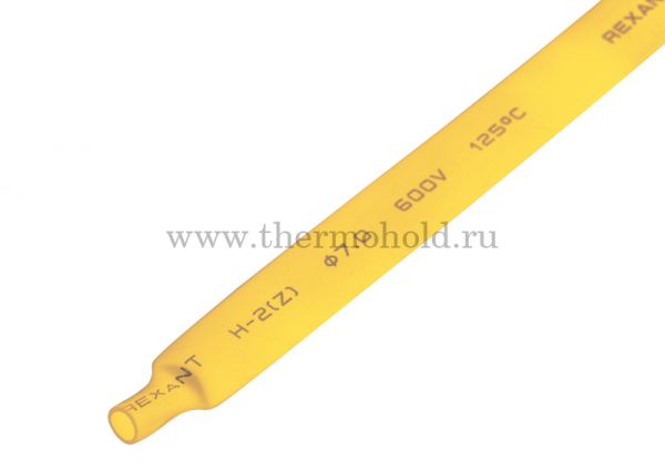 Термоусаживаемая трубка REXANT 7,0/3,5 мм, желтая, упаковка 50 шт. по 1 м