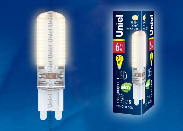Лампа светодиодная с силиконовым покрытием. LED-JCD-6W/WW/G9/CL SIZ03TR