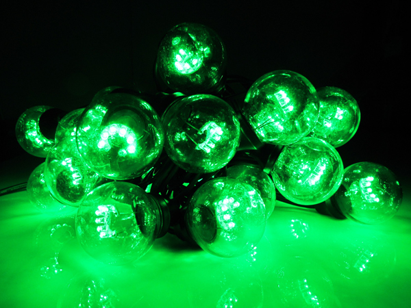 Влагозащищенная LED гирлянда10м. шаг 40 см, черный провод  зеленый  LED-2BLR-40CM-10M-240V-G (FS-00-00000818)