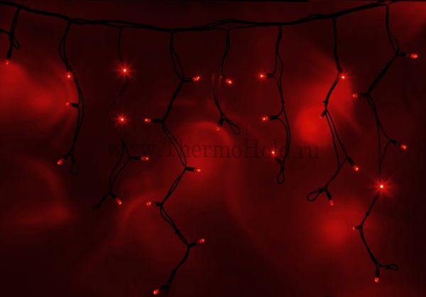Гирлянда новогодняя Айсикл (бахрома) светодиодный, 5,6х0,9м, черный провод "КАУЧУК", 220В, диоды Кра
