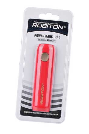 Изображение Универсальный внешний аккумулятор ROBITON POWER BANK Li3.4 ROSE (розовый) 3350мАч BL1 арт.14265 (1 шт.)  интернет магазин Иватек ivatec.ru