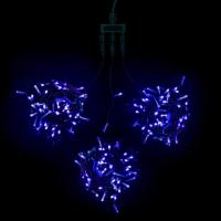 03-100 Комплект 3 Синих Нити с Мерцанием Белого Диода по 20м, 600 LED, Провод Черный ПВХ, IP54