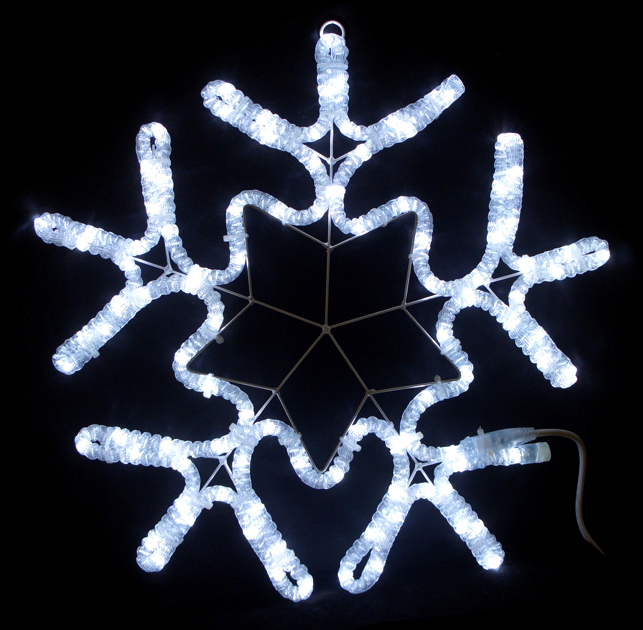 Мотив Снежинка из светодиодного дюралайта Белая с мерцанием, 56х57см LED-XM-(FR)-2D-CK006-С-W-F(W) (FS-00-00000829)