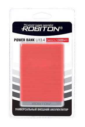 Изображение Универсальный внешний аккумулятор  ROBITON POWER BANK Li13.4-R 13400мАч красный BL1, арт. 15313  интернет магазин Иватек ivatec.ru