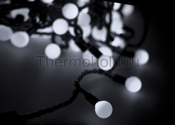 Гирлянда "LED - шарики", Белые 45мм 10м 40 диодов, Neon-Night