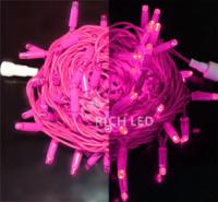 Светодиодная гирлянда Нить 10 метров, 220 В, постоянное свечение, 
IP 65, герметичный колпачок RL-S10C-220V-C2P/P розовый, провод розовый