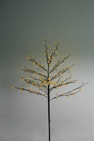 Дерево комнатное "Сакура", коричневый цвет ствола и веток, высота 1.2 метра, 80 светодиодов желтого