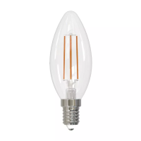 LED-C35-6W/4000K/E14/CL/SLF Лампа светодиодная. Форма "свеча", прозрачная. Белый свет (4000K). ТМ Volpe