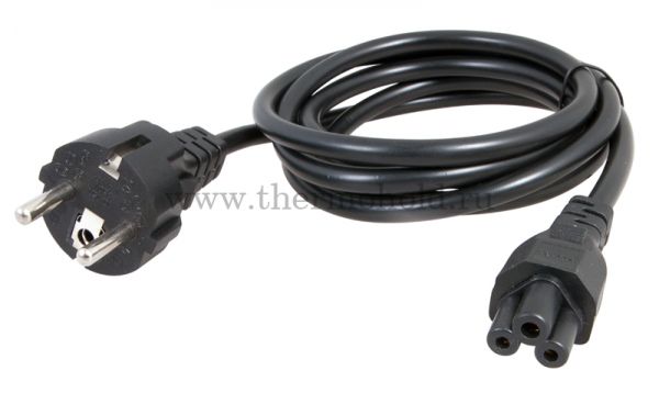 Шнур сетевой, евровилка - евроразъем С5, кабель 3x0,75 мм², длина 1,8 метра (для питания ноутбука) (PVC пакет) REXANT уп 10шт