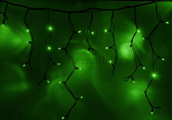 Гирлянда новогодняя Айсикл (бахрома) светодиодный, 5,6х0,9м, черный провод "КАУЧУК", 220В, диоды Зел