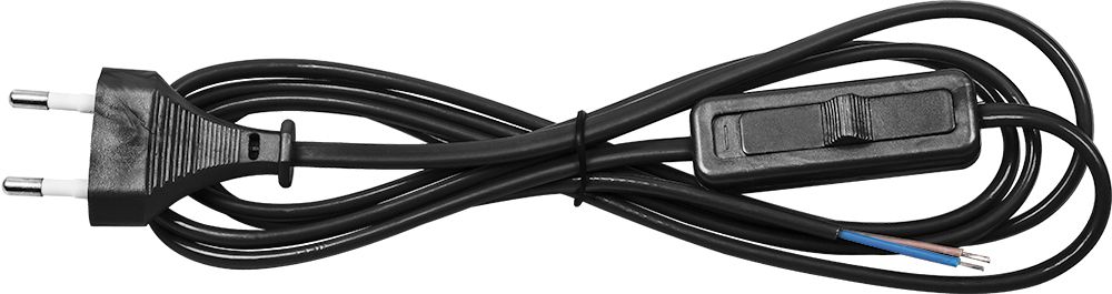 Изображение Сетевой шнур с выключателем, KF-HK-1 230V 1.9м  черный  интернет магазин Иватек ivatec.ru