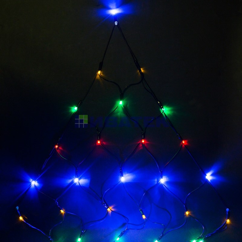 Гирлянда "Сеть" 2х2х1.5м,  свечение с динамикой, черный ПВХ, 136 LED, 230 В, цвет: Мультиколор