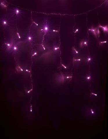 Гирлянда новогодняя Айсикл (бахрома) светодиодный, 4,8 х 0,6 м, прозрачный провод, 220В, диоды Розов