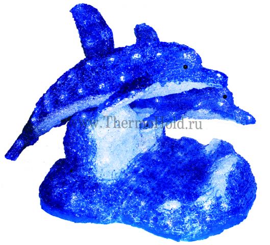 Акриловая светодиодная фигура "Синие дельфины" 65х48х48 см,136 светодиодов, IP44 понижающий трансфор