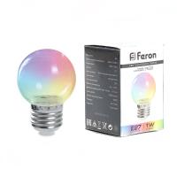 Лампа светодиодная,  (3W) 230V E27 RGB G60, LB-371 прозрачный плавная смена цвета