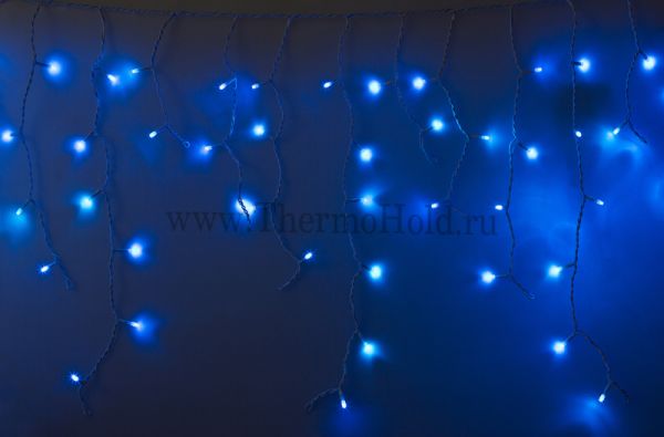 Гирлянда новогодняя Айсикл (бахрома) светодиодный, 2,4 х 0,6 м, Белый провод, 220В, диоды Синие, Neo