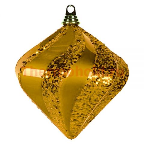 Елочная фигура "Алмаз", 20 см, цвет золотой, упак 4 шт.