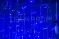 Светодиодная гирлянда нить 10м, 24В, флэш, прозрачный провод, синяя