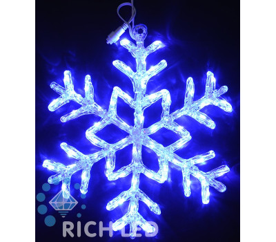 LED снежинка АКРИЛОВАЯ 70 см синяя постоянное свечение 66LED 220В IP54, цвет: синий