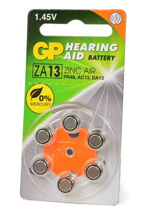 Изображение Элемент питания GP Hearing Aid ZA13F-D6 ZA13 BL6 арт.12756 (6 шт.)  интернет магазин Иватек ivatec.ru