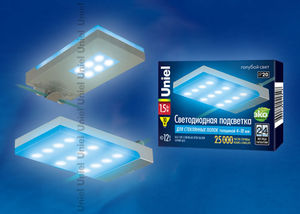 ULE-C01-1,5W/BLUE IP20 SILVER картон Подсветка светодиодная для стеклянных полок. Материал корпуса п