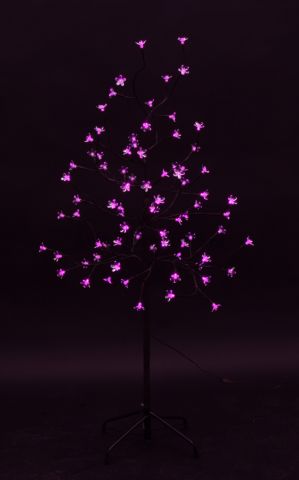 Дерево комнатное "Сакура", коричневый цвет ствола и веток, высота 1.2 метра, 80 светодиодов розового
