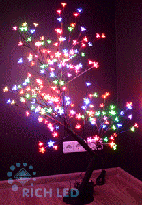 Светодиодное дерево Сакура 1,1х0,75м, RGB/хамелеон, 200LED, 24В, автосмена, IP65 (RL-TRC24-110*75-20